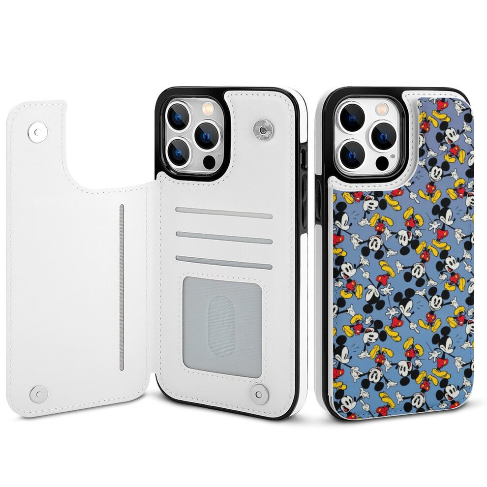Mickey Mouse Compatible Iphone 14 Pro Max Wallet Case With Card Holder, Pu Leather Folio, Shockproof Cover For Women/Girls 9389440697294