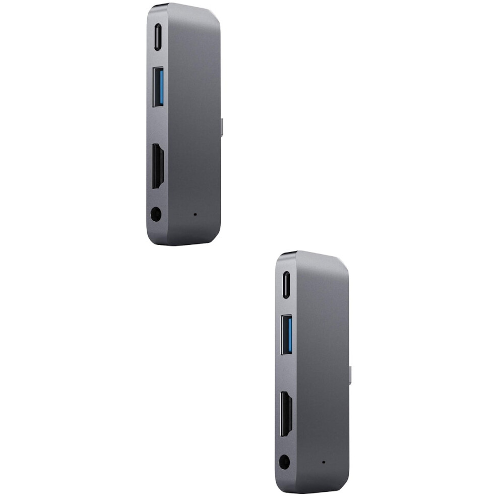 2Pcs Usb Adapter With Usb-C Type C Pd Charging 4K Usb 3.0 3.5Mm Headphones For Laptop Wc7366 (Grey) Grey 9389440245983