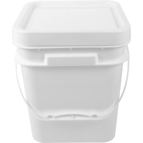 Eease White Plastic Pails with Handle and Lids - 10L