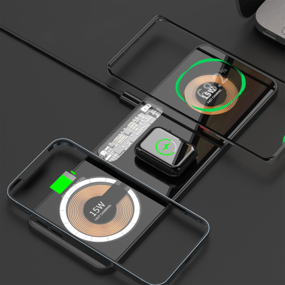 Portable Wireless Charger, Wireless Charging Station 3 In 1 Charging Station For Multiple Devices 15W Wireless Charger Ios & Android 9389440394179