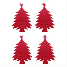 XIUH Christmas Silverware Bag 4Pcs - Non-Woven Cutlery Holder for Kitchen, Holiday Party, Thanksgiving, New Year (Red)