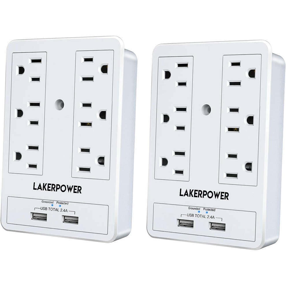 Wall Mount Surge Protector, Usb Wall Charger With Dual Ports(2.4A Total), Wall Outlet Extender For School 1875W, Outlet 9389440793088