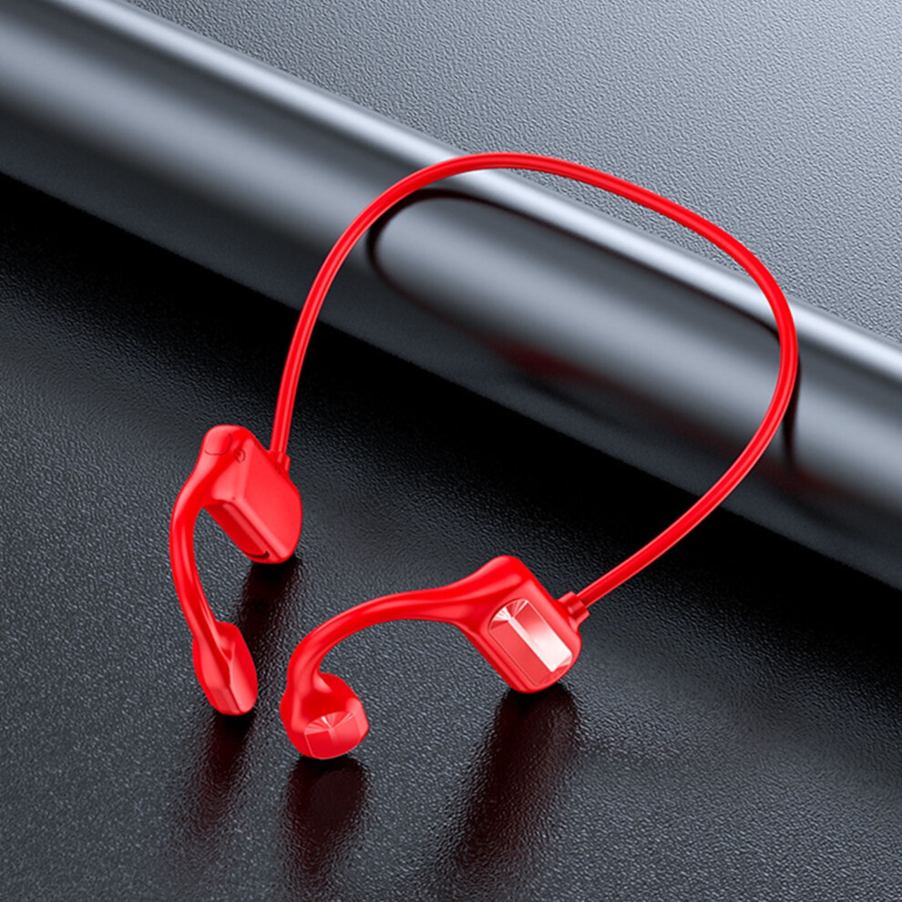Avtoify Wireless Bluetooth Headset Bone-Conduction Headphones Bluetooth.2 Wireless Earbuds Outdoor Sport Headset Business Headset Red 9389440793569