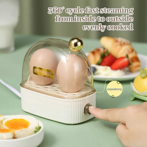 Electric Egg Boiler, Mini Electric Steamer for Boiled Eggs, Fast Heating Egg Boiler with Timer Shut-Off, Kitchen Utensils Accessories Withe 2