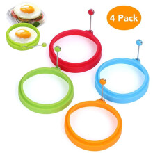Chok 4Pcs Silicone Egg Ring, Egg Rings Non Stick, Egg Cooking Rings, Perfect Fried Egg Mold or Pancake Rings Multicolor