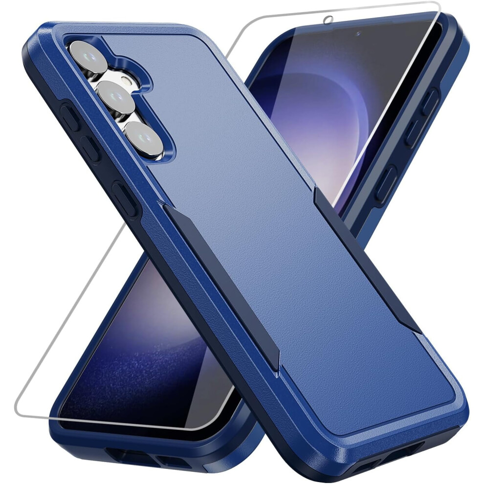 Compatible With Samsung Galaxy S23 Fe Case, Hd Screen Protector, Military Grade Shockproof Rugged Case For S23 Fe, Blue 9389440849747