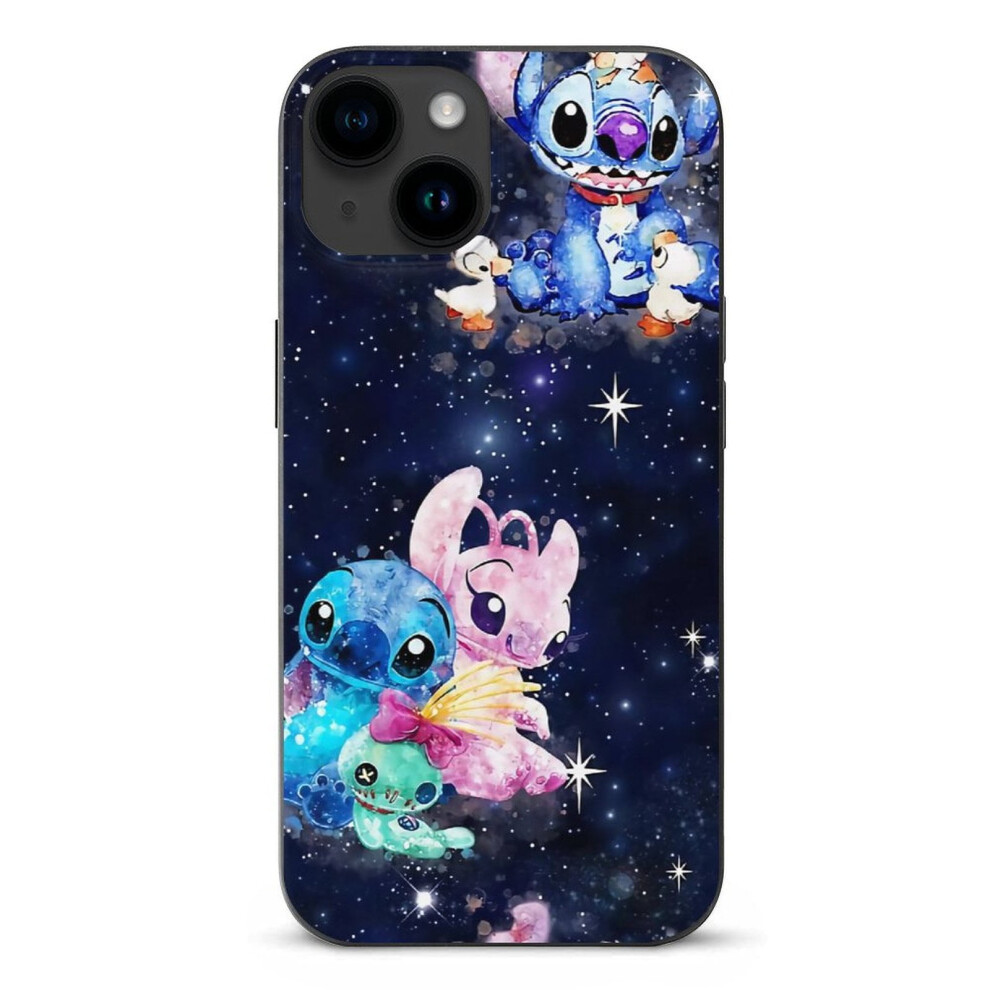 Stitch Mobile Phone Shell Case For Compatible With Iphone 15 Case Drop Impact Shockproof Tpu Protective Bumper Phone Case -Style 6.1" Black 9389440849792