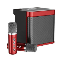 Family K Song Bluetooth Speaker Set Singing Karaoke Bluetooth Audio All-In-1 Wireless Microphone Sound, Red