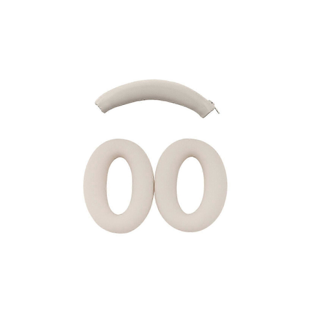 For Compatible With Sony Wh-Xb910n Headphones Headband + Ear Pads Set Silicone Cover - Beige Black 9389440567283