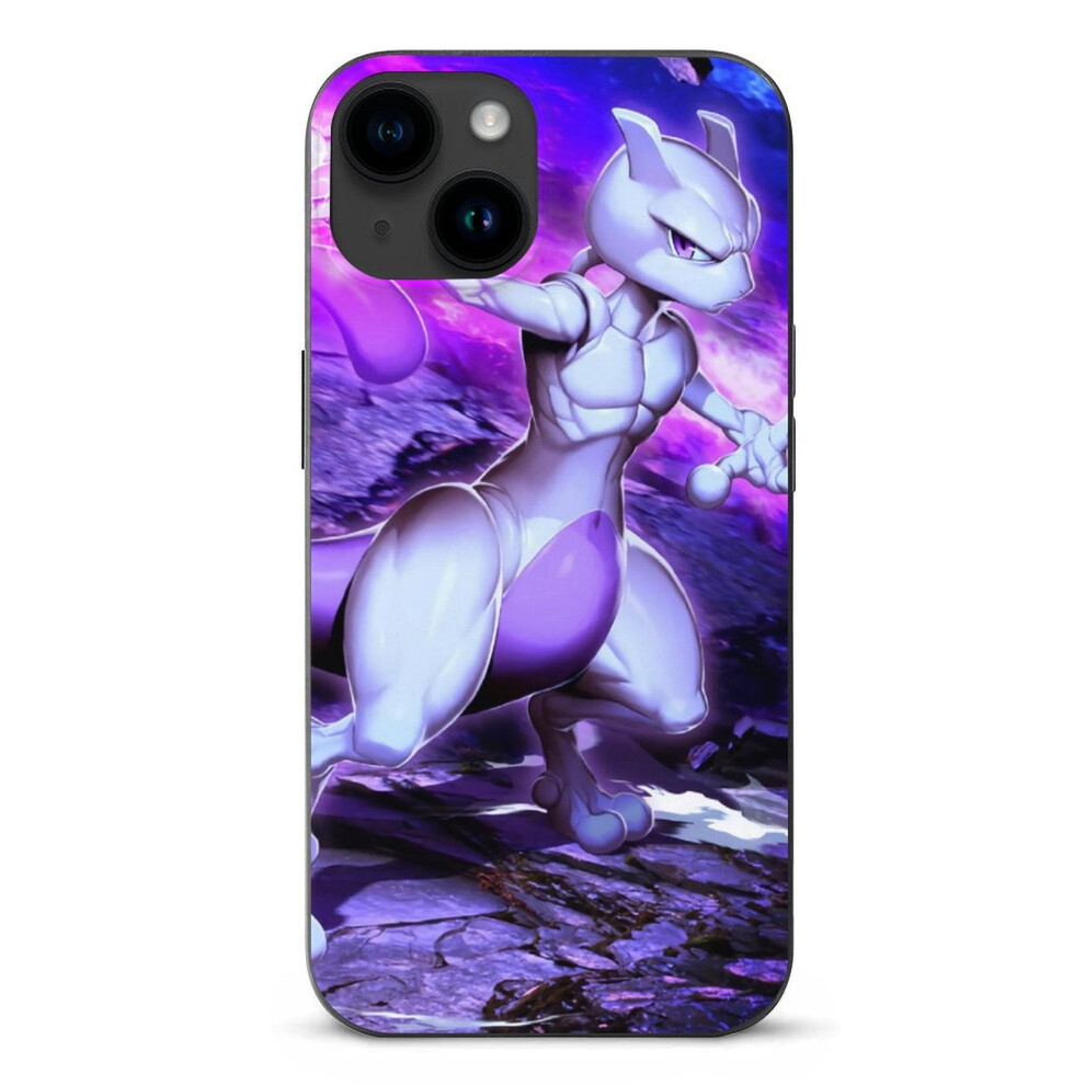 Mewtwo Pokemon Mobile Phone Shell Case For Compatible With Iphone 15 Case Drop Impact Shockproof Tpu Protective Bumper Phone Case -Style 6.1" Black 9389440849785