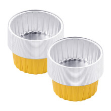 Clearance! 40Pcs Reusable Round Aluminum Foil Tin Cups Gold D, compatible with air fryer