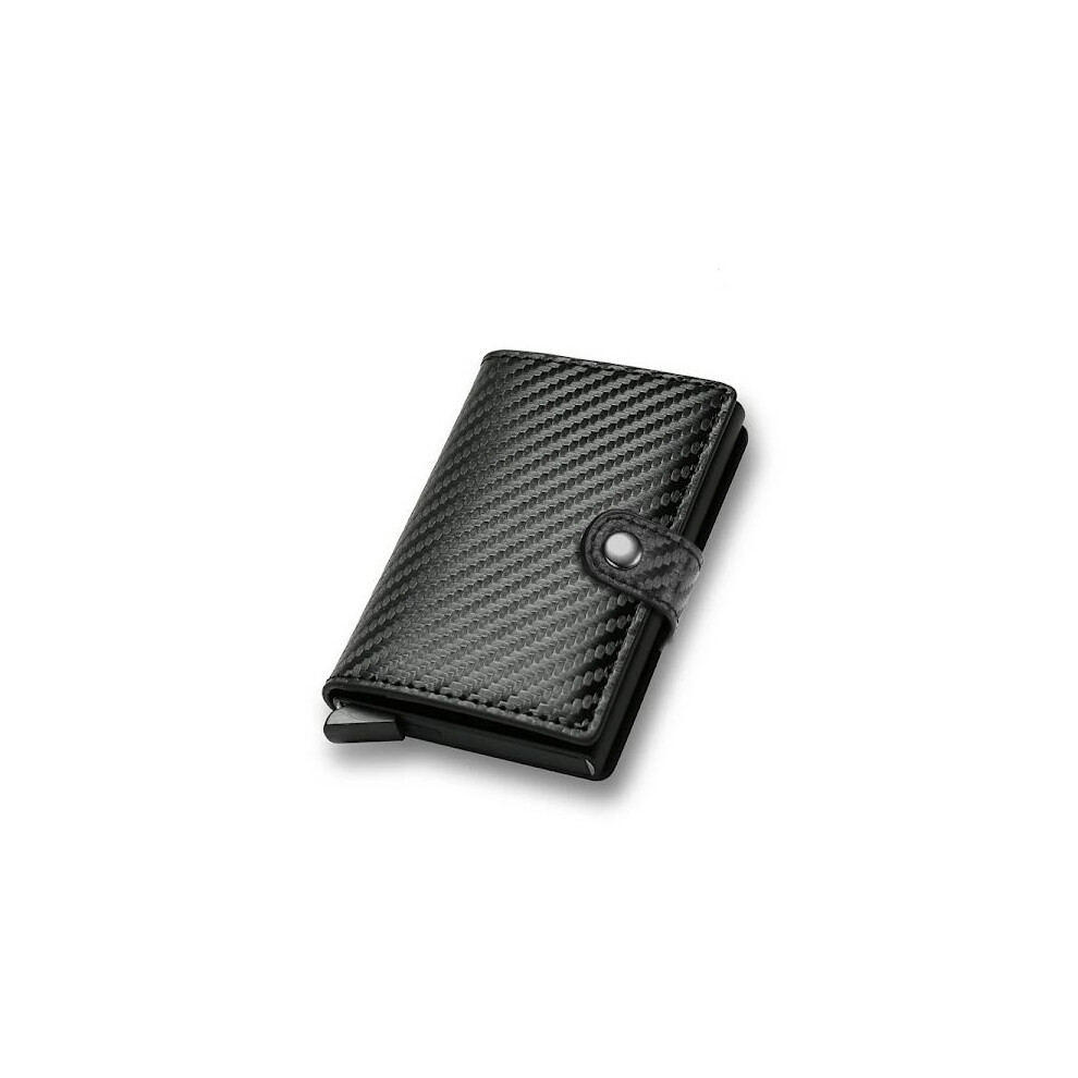 Carbon Fiber Credit Card Holder Wallet Men Rfid Smart Metal Thin Slim Pop Up Minimalist Wallet Small Wallet Metal Vallet Carbon Black 9389440654051