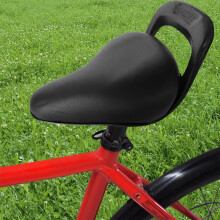 Qtmnekly Bike Seat for Kids, Bike Saddle Handled PU Bicycle Seat, Bicycle Child Seat Rear with Handrail, Black