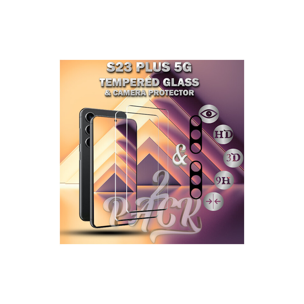 2-Pack Compatible With Samsung S23 Plus 5G Screen Protector & 2-Pack Lens Protector - Tempered Glass 9H - Super Quality 3D 9389440655621