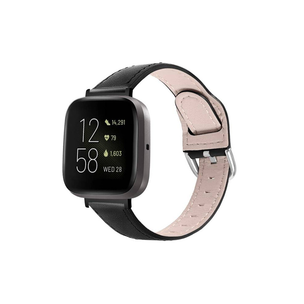 Genuine Leather Strap Compatible With Fitbit Versa 3/Sense Black 9389440655904
