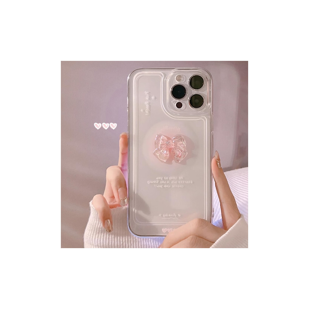 Compatible With Iphone Case, Cute 3D Bowknot Transparent Glitter Case For Compatible With Iphone 12 Pink 9389440655898