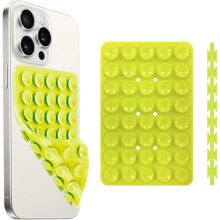 New Silicone Suction Cup Phone Case Mount Double Sided, Phone Accessory Handsfree Strong Grip Holder for Selfies and Videos Yellow