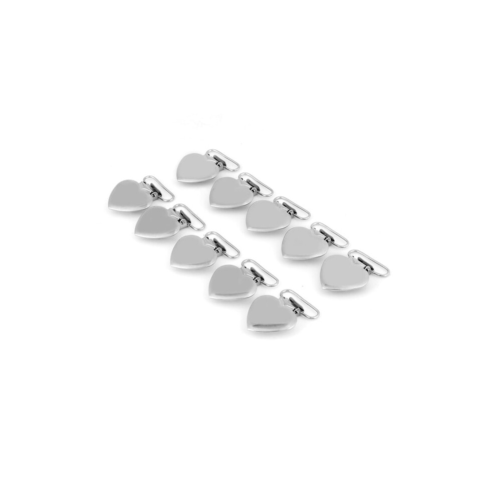 10pcs Metal Heart Shaped Insert Pacifier Holder Suspender Clips for DIY Crafts