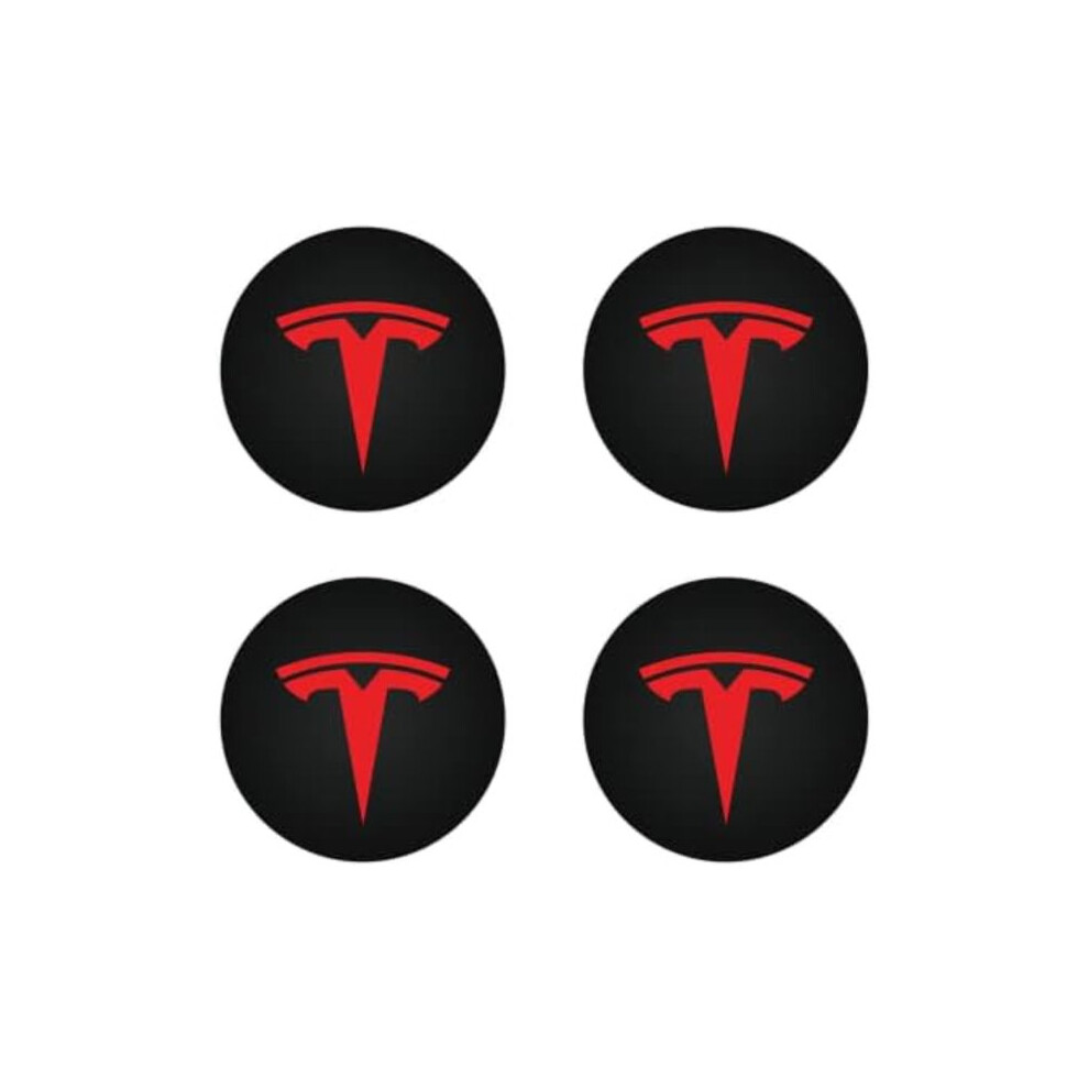 Wheel Hub Caps Cover (4Pcs) For Kavanic Tesla Model Y Model 3 Modification Cover (/Matte ) \/ Matte Black/Red 9110895379349