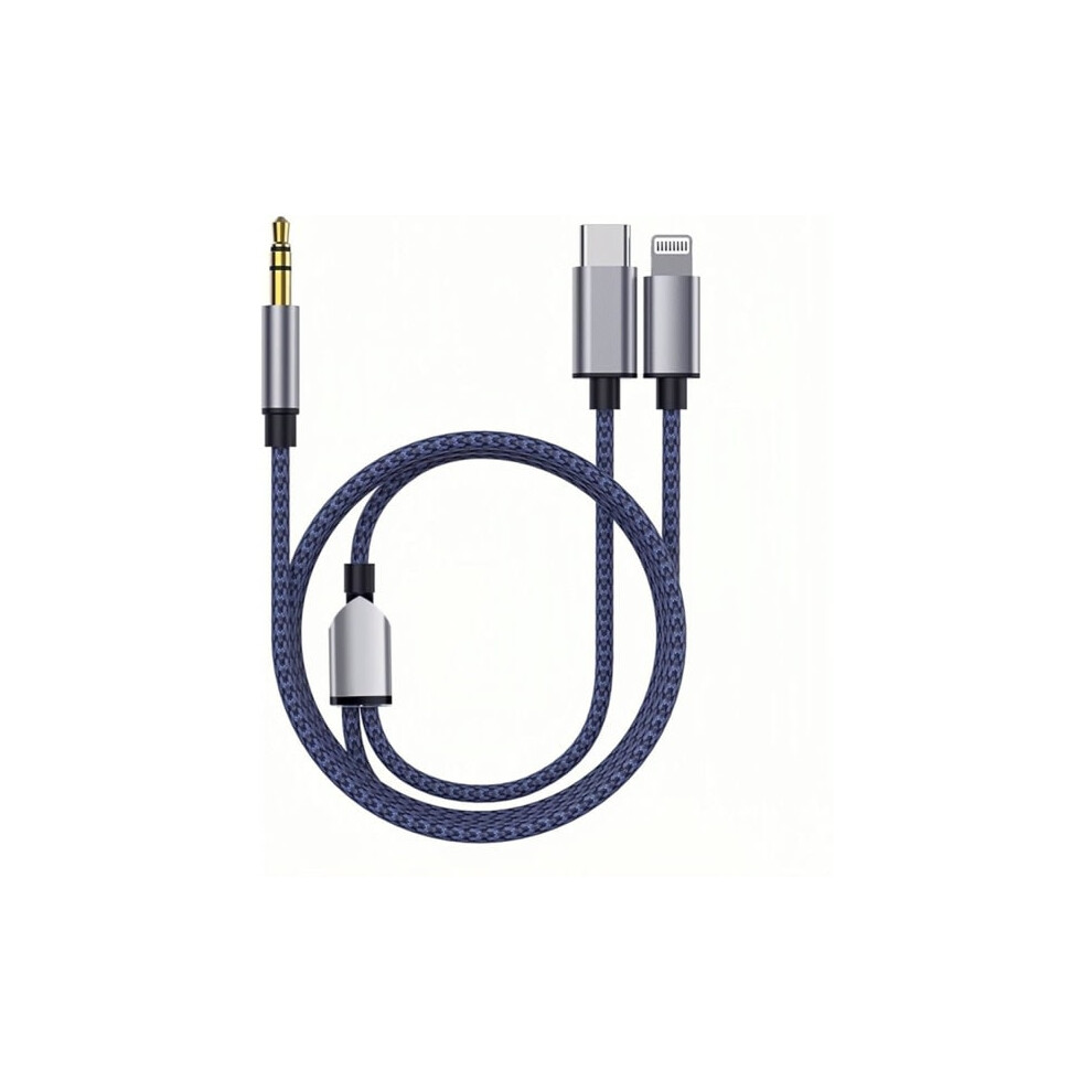 Braided Nylon Usb C & Lightning To 3.5Mm Jack Audio Adapter Aux Cable 9110895379707