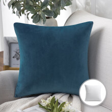 Phantoscope Soft Silky Velvet Series Decorative Throw Pillow, 20" x 20", Dark Blue, 1 Pack