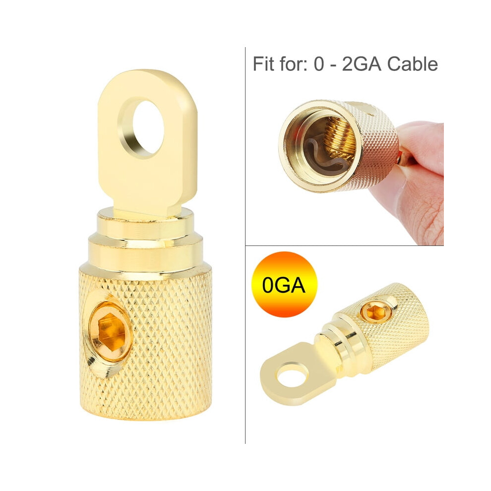 0 Gauge Brass With Plated Ring Set Screw Battery Ring Terminals Amp Input Reducers For 0 - 2 Gauge Wire Line Gold 9110895380390