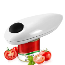 Electric Can Opener with Smooth Edge Cutting, Hands Battery Operated for All Jar Sizes, White