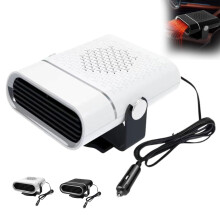 12V Portable Car Heater and Fan with 360 Adjustable Airflow, Dual Heating Cooling Modes, Vehicle Windshield Defroster (White)