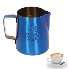 Milk Frothing Pitcher 380ml Stainless Steel Eagle Spout Latte Art Cup for Coffee Espresso Blue