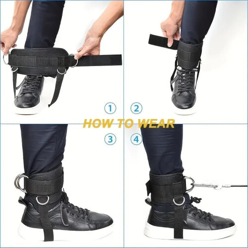Ankle Straps for Cable Machines Padded Double DRing Cuff for Glute Kickbacks Leg Workouts Black 2