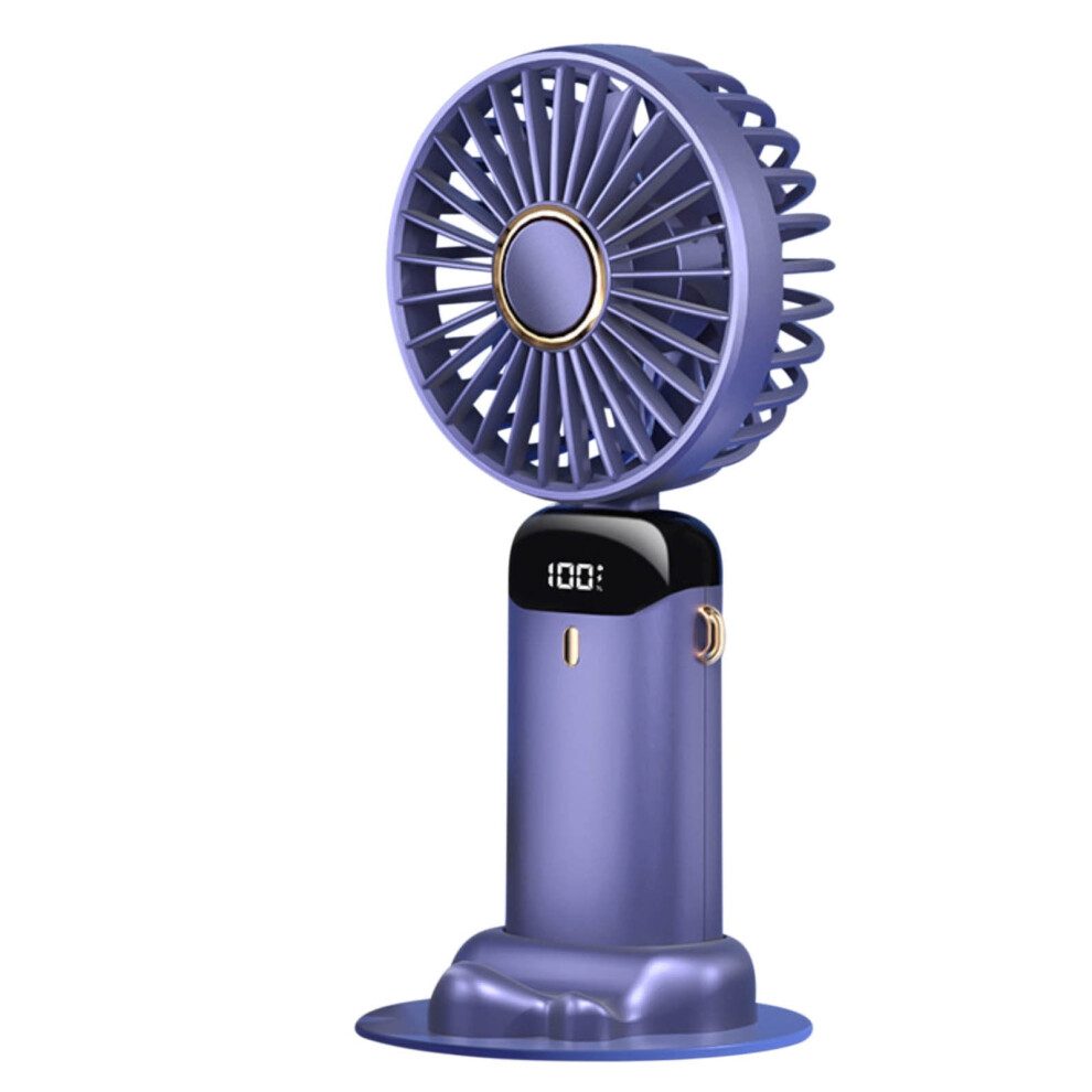 Yobolk Mini Fan Portable, Usb Rechargeable Handheld Folding Fan With 5 Wind Speeds, Led Display, Phone Holder & 4000Mah Power 9389440699281