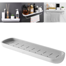 Fresheight Bathroom Shelf, No Drilling, Slim Design, Wall-Mounted Storage for Bathroom/Living Room/Bedroom/Balcony - Gray (Without Towel Bar)