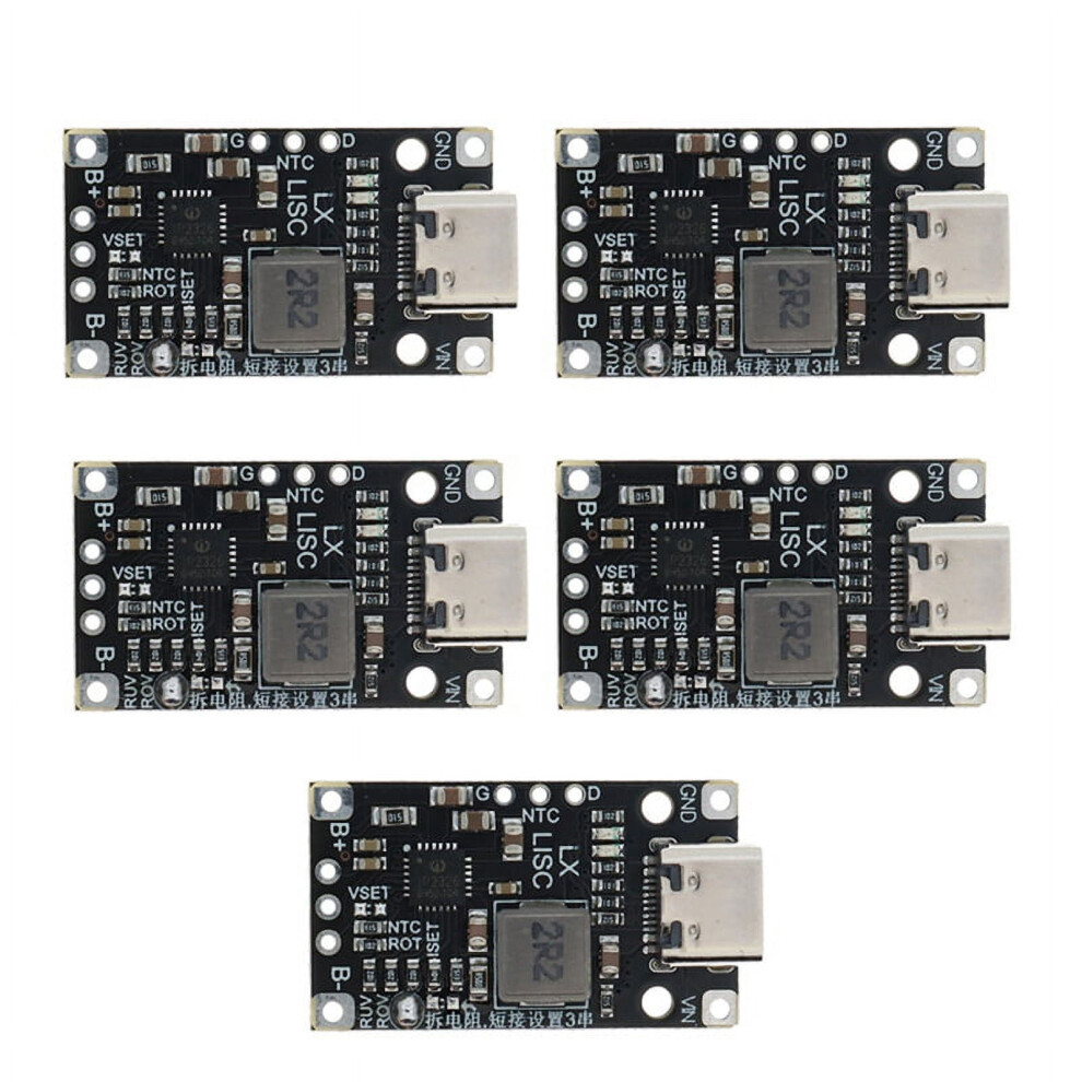 5Pcs Type-C 3S Lithium Battery Charging Boost Module 8.4V 12.6V With Balanced Support Fast Charge With Indicator 9389440702844