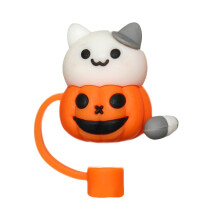 SHAPERME Orange Pumpkin Cat 1/5pcs Halloween Silicone Straw Hat For Stanley 10mm Silicone Straw Cover Carnival Party Access