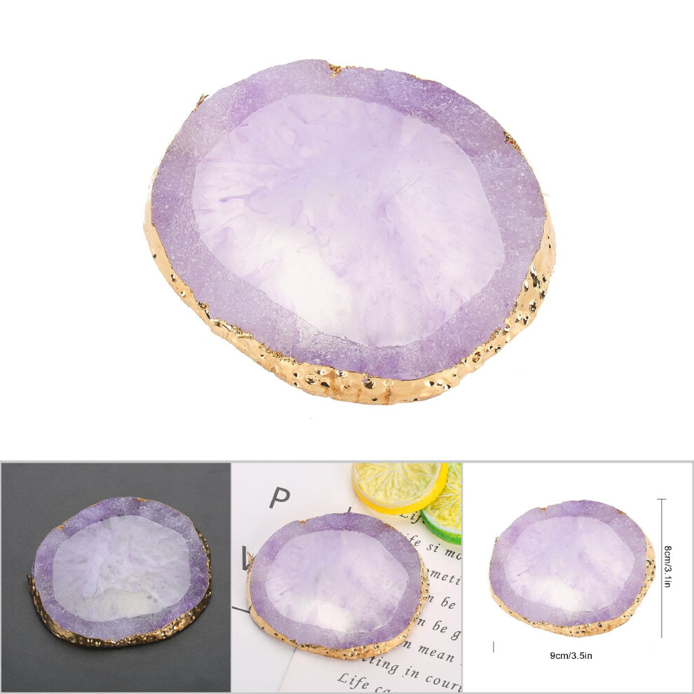 Nail Art DIY Tool: Resin Paint Palette with Gold Edging Purple for Manicure