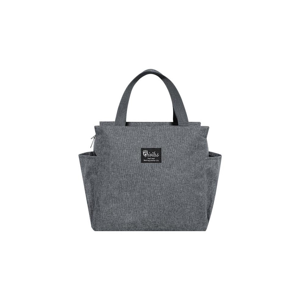 Portable Lunch Bag with Zipper Waterproof Picnic Bag Grey