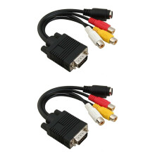 2 Pieces SVGA to S-Video Adapter to 3 Connector SVGA to 3 RCA Adapter VGA to S-Video Adapter