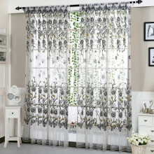 39.4'' x 78.8" Sheer Voile Peony Pattern Shade Curtain Offset Print Tulle Window Door Drape Curtain (1 Panel)