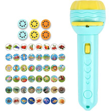 Projector lamp for children, projection for early education cognitive bedtime small flashlights, funny flashlight (blue/48 images) (FMY)