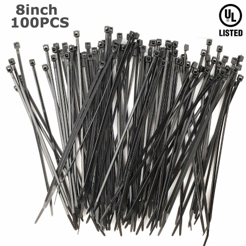 Nylon Cable Ties Zip Tie 8 inch Black Self-Locking Wire 100 Pack 2