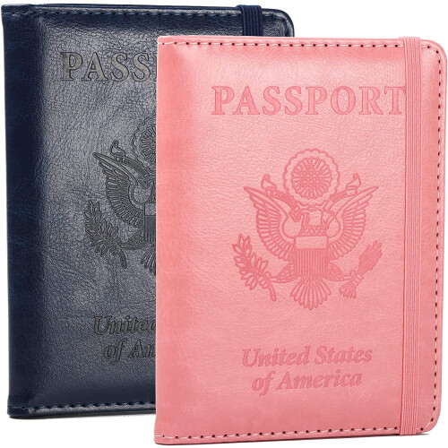 RFID Passport Holder Cover Traveling Passport Case, 2Pack