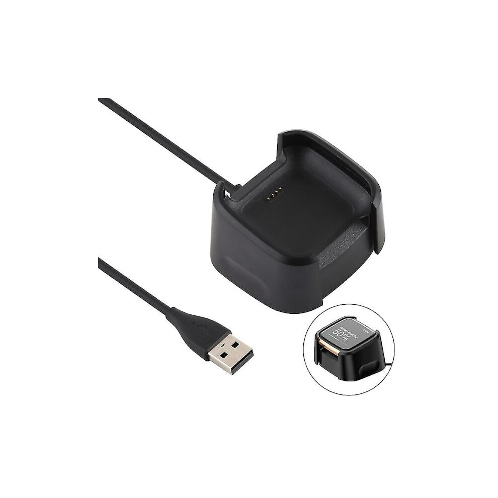For Compatible With Fitbit Versa 2 Charger Charging Dock Base Stand Holder With 1M Charging Cable (Black) Black 9389440799851
