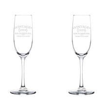 Set of 2 Glass Champagne Flutes Sparkling Wine Glasses Cheers To 65 Years Vintage 1959 65th Birthday (8 oz Stemmed)