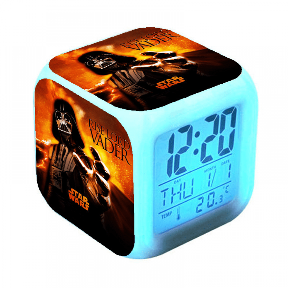 Hanntaoo Digital Alarm Clock For Kids, Star Wars Pattern, 7 Color Led, Thermometer, Night - Compatible With Htnl#1576 Light