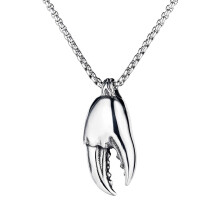 1PC Creative Crab Claw Pendant Necklace Stainless Steel Neck Chain Decor
