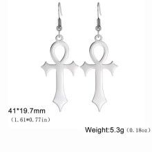 RSAMD Ankh Cross Drop Earrings Stainless Steel Amulet Egyptian Earrings Women Jewelry-Steel color