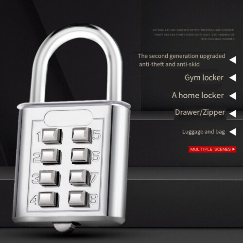 8-Digit Combination Padlock, Zinc Alloy Smart Password Lock for Suitcase, Secure and Customizable 1