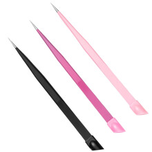 Eease 3pcs Double Head Nail Art Tweezers with Silicone Pressing Head