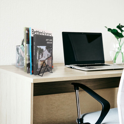 2 Pcs Bookshelf File Folder Organizer Metal Rack Delicate Bookend Wire Holder Ends Multi-function Table Top 2