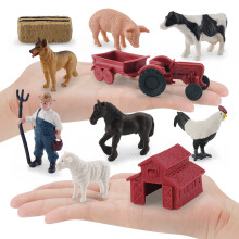 Shulemin Farm Animal Figurines Set - Plastic Mini Cattle, Sheep, Dog, Duck, Chicken Poultry Figures, Compatible with Pretend Play Toys for Kids Gift